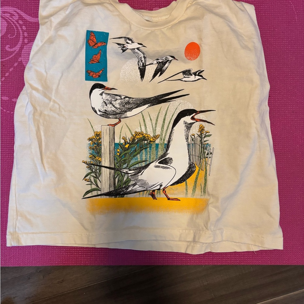 Graphic Print Crop Top - White